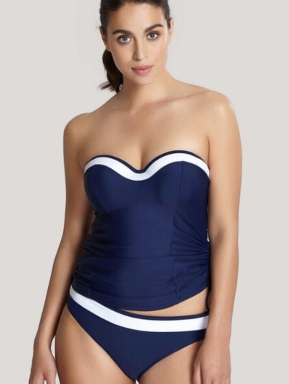 NEW Panache Anya Cruise Bandeau Tankini Top Navy White Swimwear Size 36E